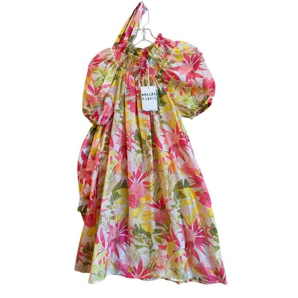 NWT Roller Rabbit Imza Ainsley Dress Pink Green Floral Sz S Tropical Cottage - Picture 5 of 16